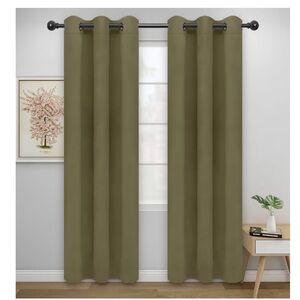Olive Green Blackout Grommet Curtain Panels - Set of 2 - NEW